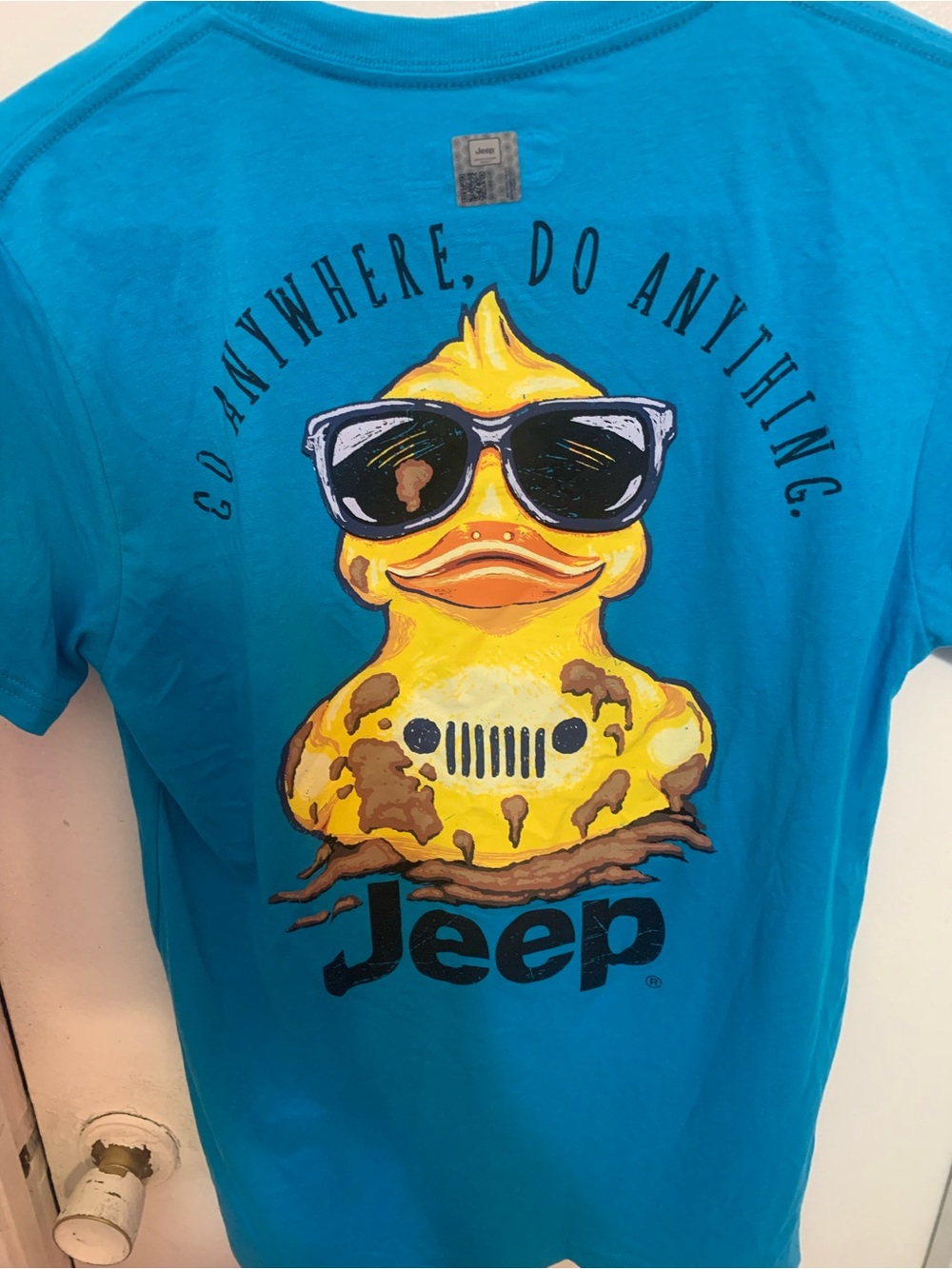 Jeep Men’s Bright Turquoise Tee with Yellow Duck Graphic